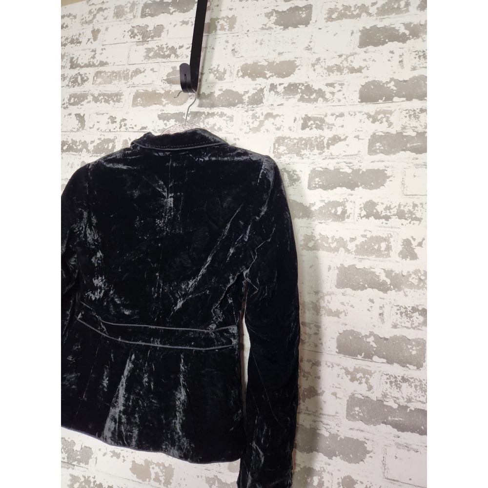 Black Crushed Velvet Blazer Size 6 Tailored Romantic Whimsigoth - Picture 8 of 16
